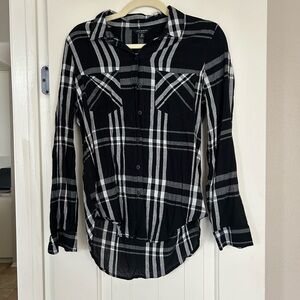 Lucky Brand Black and White Plaid Women's Top